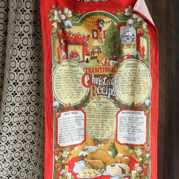 Vintage Holiday Towel, Vista Christmas Recipes Cotton Tea Towel, Made in Britain - Picture 2 of 15